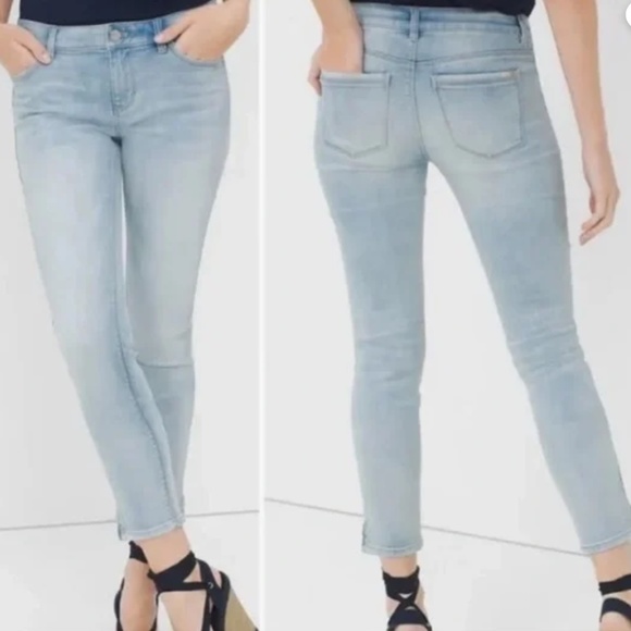White House Black Market Denim - WHBM Ankle Zipper Skinny Crop Jeans in light wash sz  2